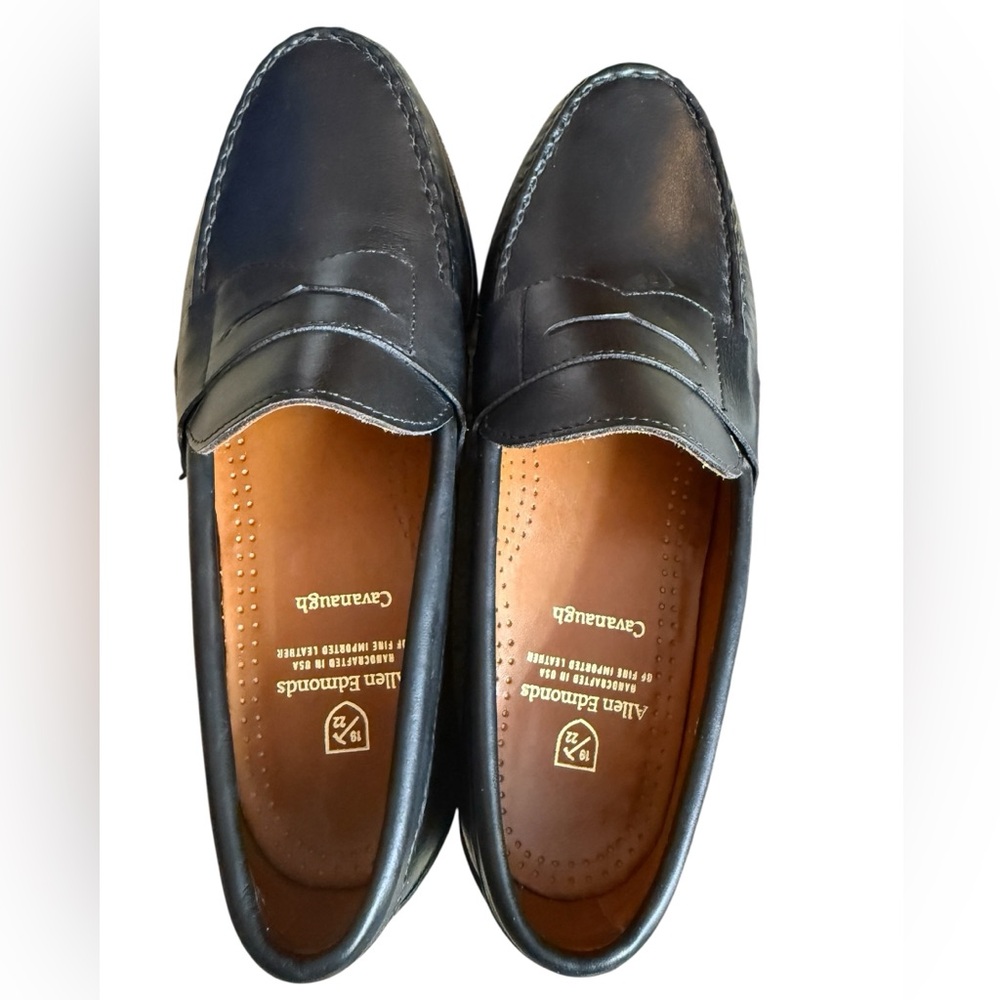 Allen Edmonds Cavanaugh fine imported leather Classic Black Loafers men 9 - Picture 3 of 12